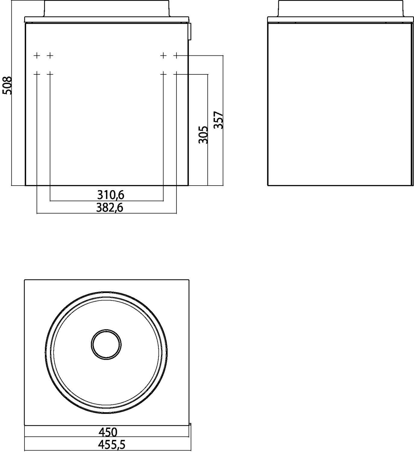 emco Waschtischunterschrank „evo“ 45,5 × 50,8 × 40 cm optiwhite in optiwhite