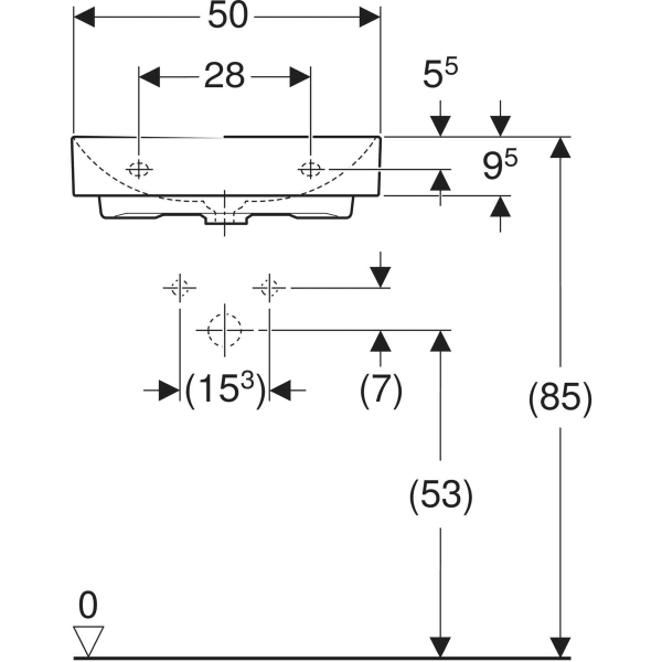 Wandwaschtisch „One“, rechteckig 50 × 41 cm in weiß mit KeraTect® Wandwaschtisch „One“, rechteckig 50 × 41 cm in weiß mit KeraTect®