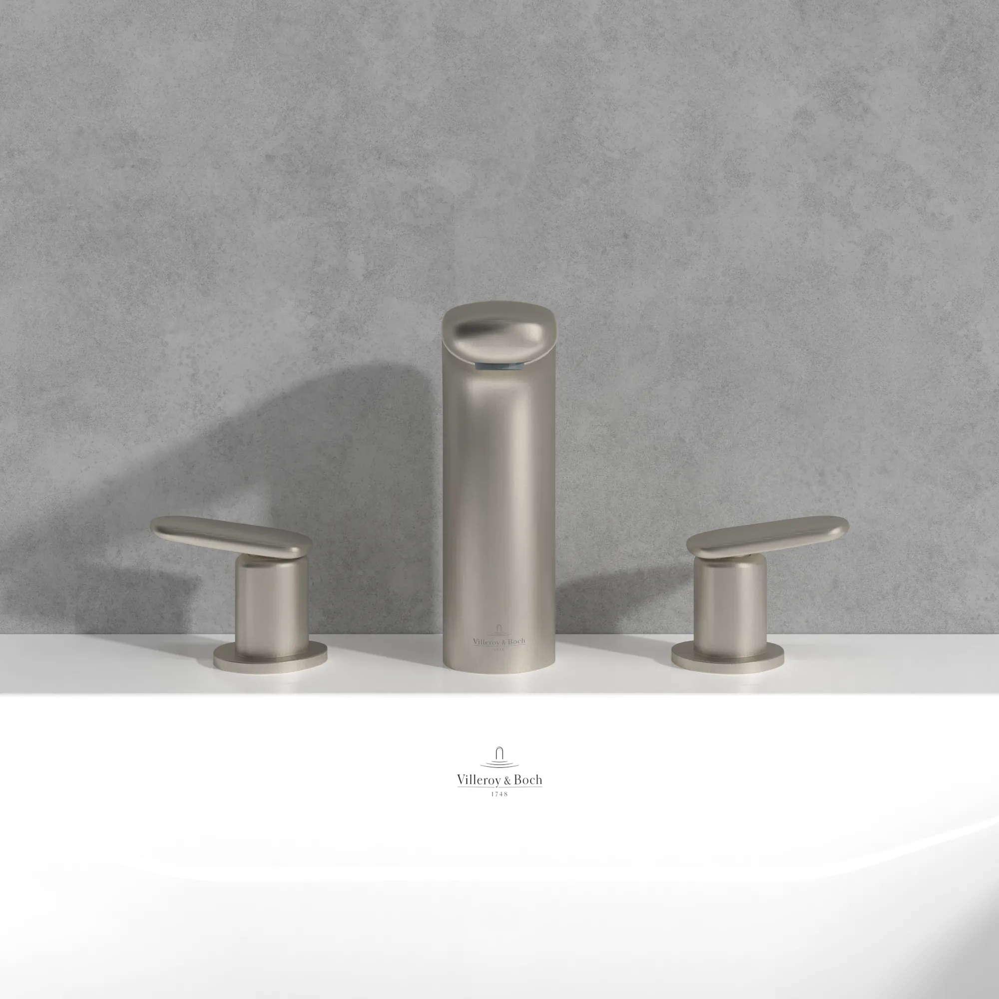 Zweihand-Waschtischarmatur „Antao“ 16,4 cm Ausladung 115 mm in Brushed Nickel Matt Zweihand-Waschtischarmatur „Antao“ 16,4 cm Ausladung 115 mm in Brushed Nickel Matt