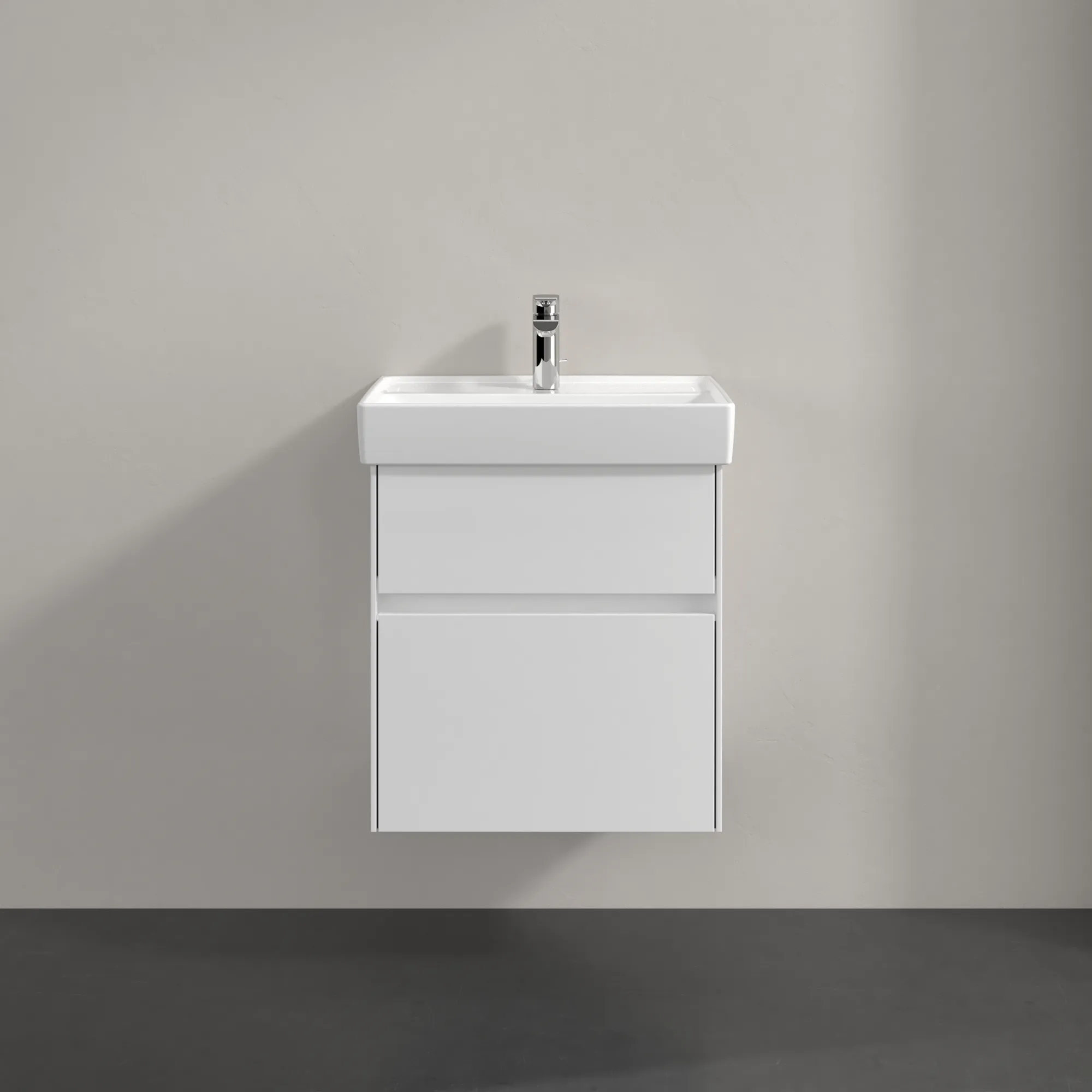 Villeroy & Boch Wandwaschtisch aus TitanCeram „Collaro“ 550 × 440 × 160 mm, mit Hahnlochbohrung, Hahnlochposition mittig in Weiß Alpin Villeroy & Boch Wandwaschtisch aus TitanCeram „Collaro“ 550 × 440 × 160 mm, mit Hahnlochbohrung, Hahnlochposition mittig in Weiß Alpin