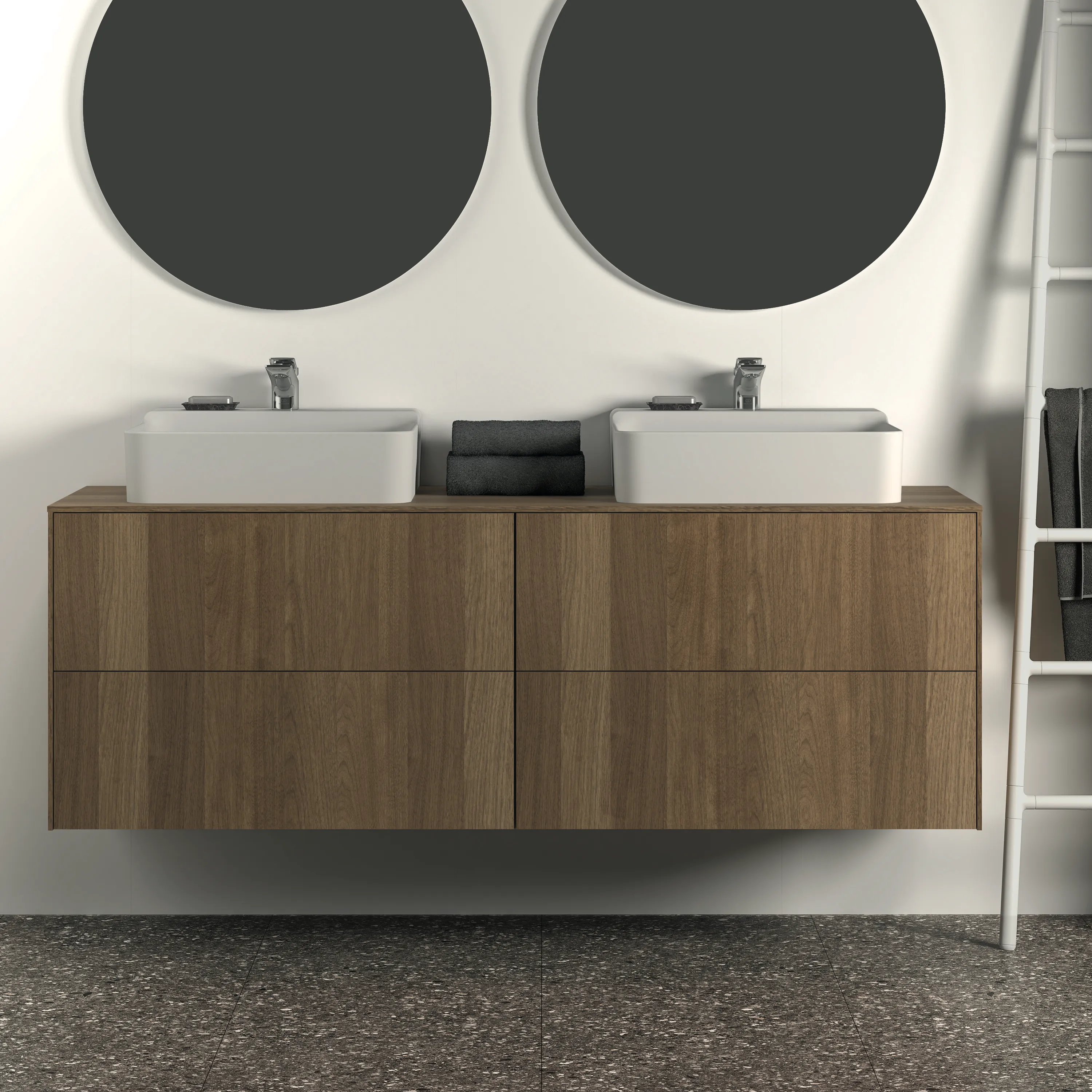 Ideal Standard Waschtischunterschrank „Conca“ 158,7 × 55 × 50,5 cm Walnuss dunkel Furnier Ideal Standard Waschtischunterschrank „Conca“ 158,7 × 55 × 50,5 cm Walnuss dunkel Furnier