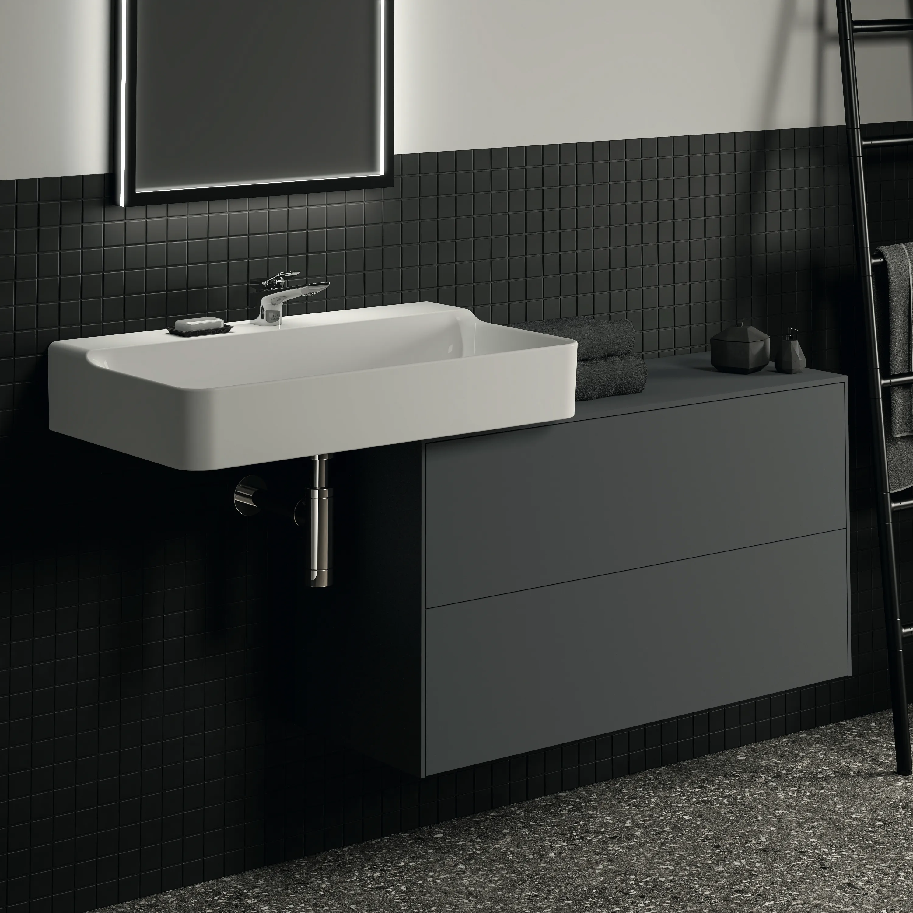 Ideal Standard Waschtischunterschrank Conca, 2 Auszüge, Anthrazit Ideal Standard Waschtischunterschrank Conca, 2 Auszüge, Anthrazit
