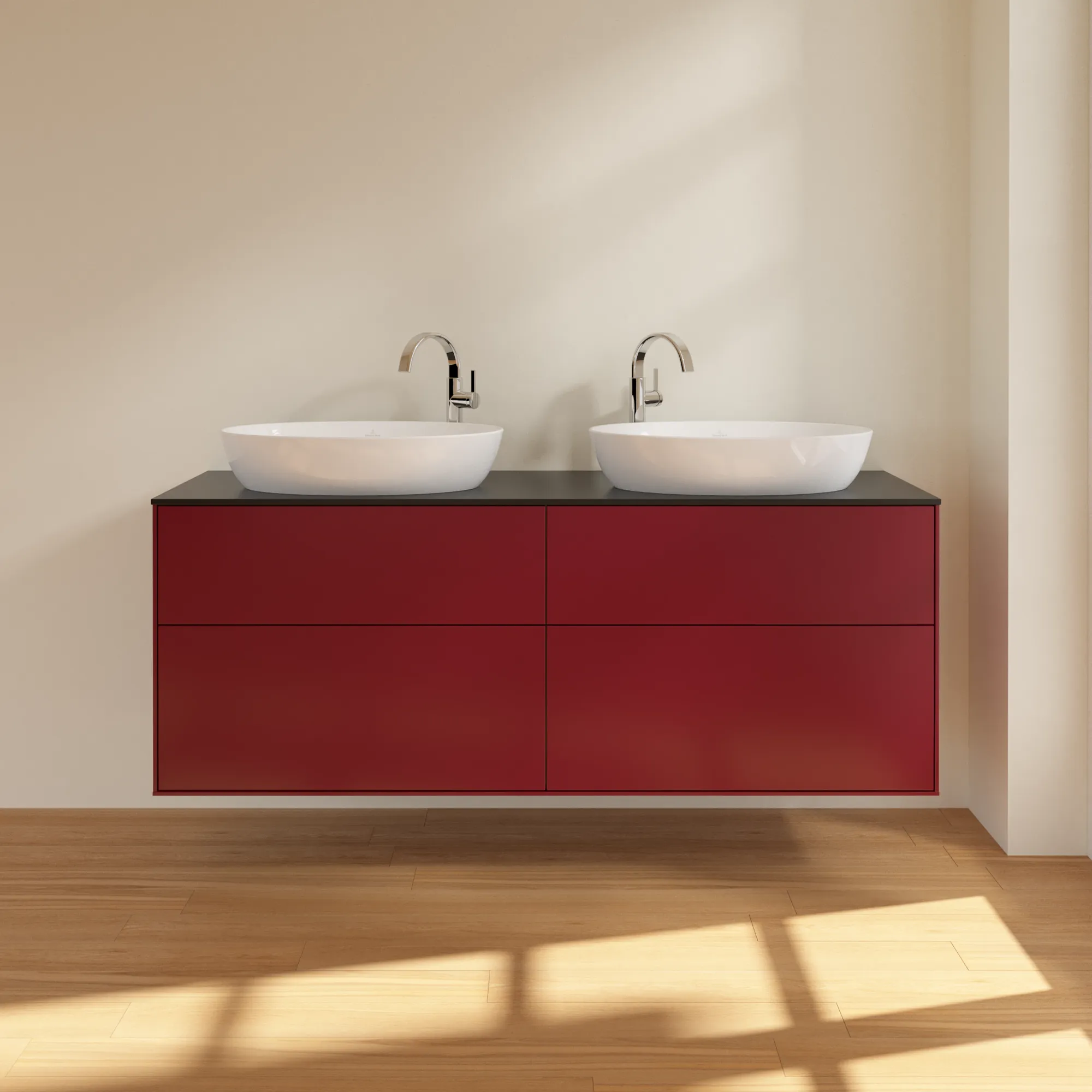 Villeroy & Boch Waschtischunterschrank „Finion“ für Schrankwaschtisch 1600 × 603 × 501 mm Peony Matt Lacquer, mit Hahnlochbohrung, für links und rechts Villeroy & Boch Waschtischunterschrank „Finion“ für Schrankwaschtisch 1600 × 603 × 501 mm Peony Matt Lacquer, mit Hahnlochbohrung, für links und rechts