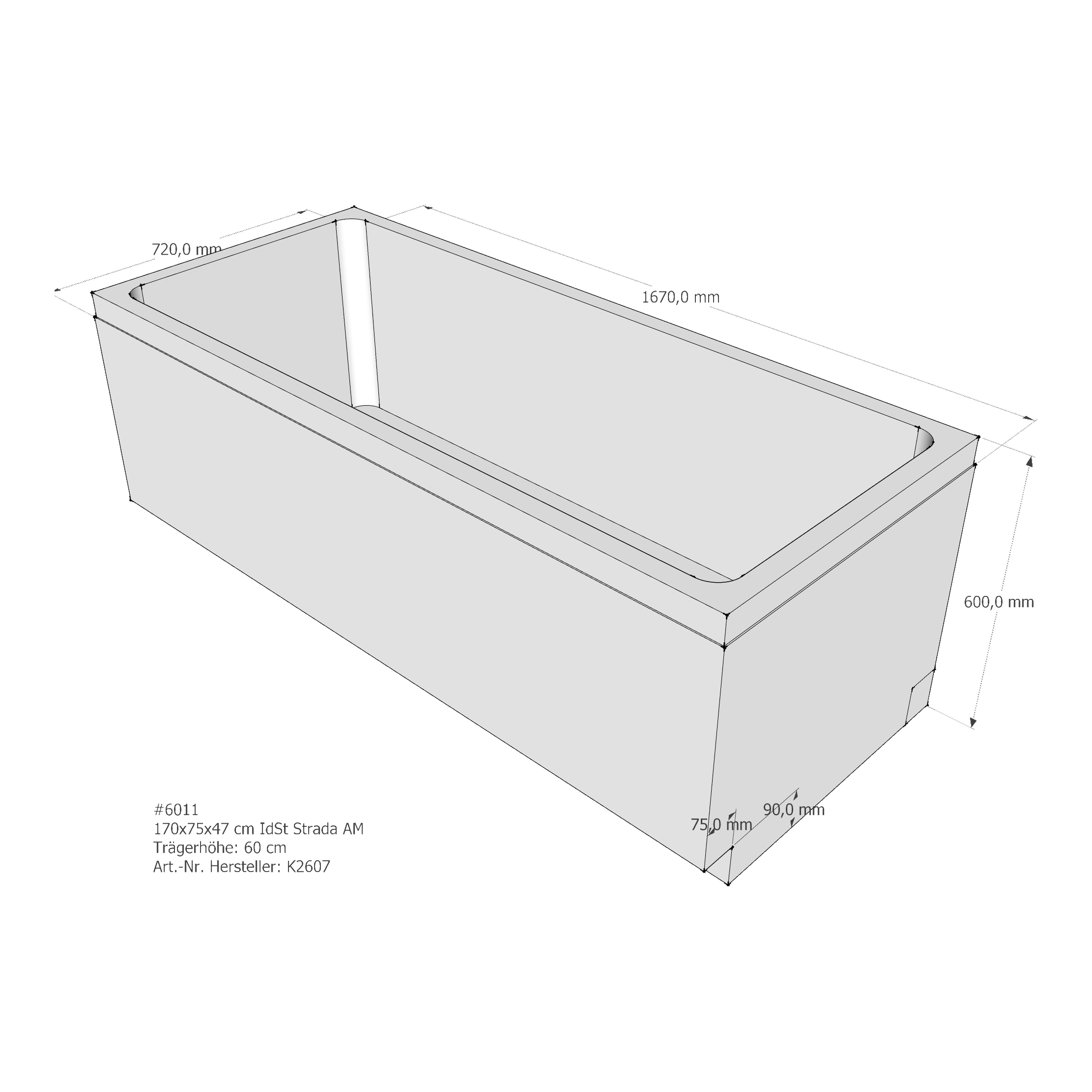 Badewannenträger für Ideal Standard Strada Duo 170 × 75 × 47 cm Badewannenträger für Ideal Standard Strada Duo 170 × 75 × 47 cm