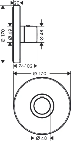 Thermostat UP Axor ShowerSelect Fertigset rund chrom