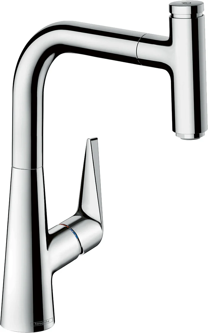 Hansgrohe Talis Select M51 Einhebel-Küchenmischer mit Ausziehauslauf, Chrom, ComfortZone 220, Schwenkbereich 110° oder 150°, Normalstrahl, Select-Knopf, MagFit-Brausehalterung, max. Durchfluss 8 l/min, Keramikmischsystem, Temperaturbegrenzung, Rückflussv