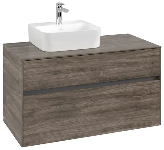 Villeroy & Boch Waschtischunterschrank „Collaro“ 1000 × 548 × 500 mm Stone Oak, ohne Beleuchtung, für Becken links