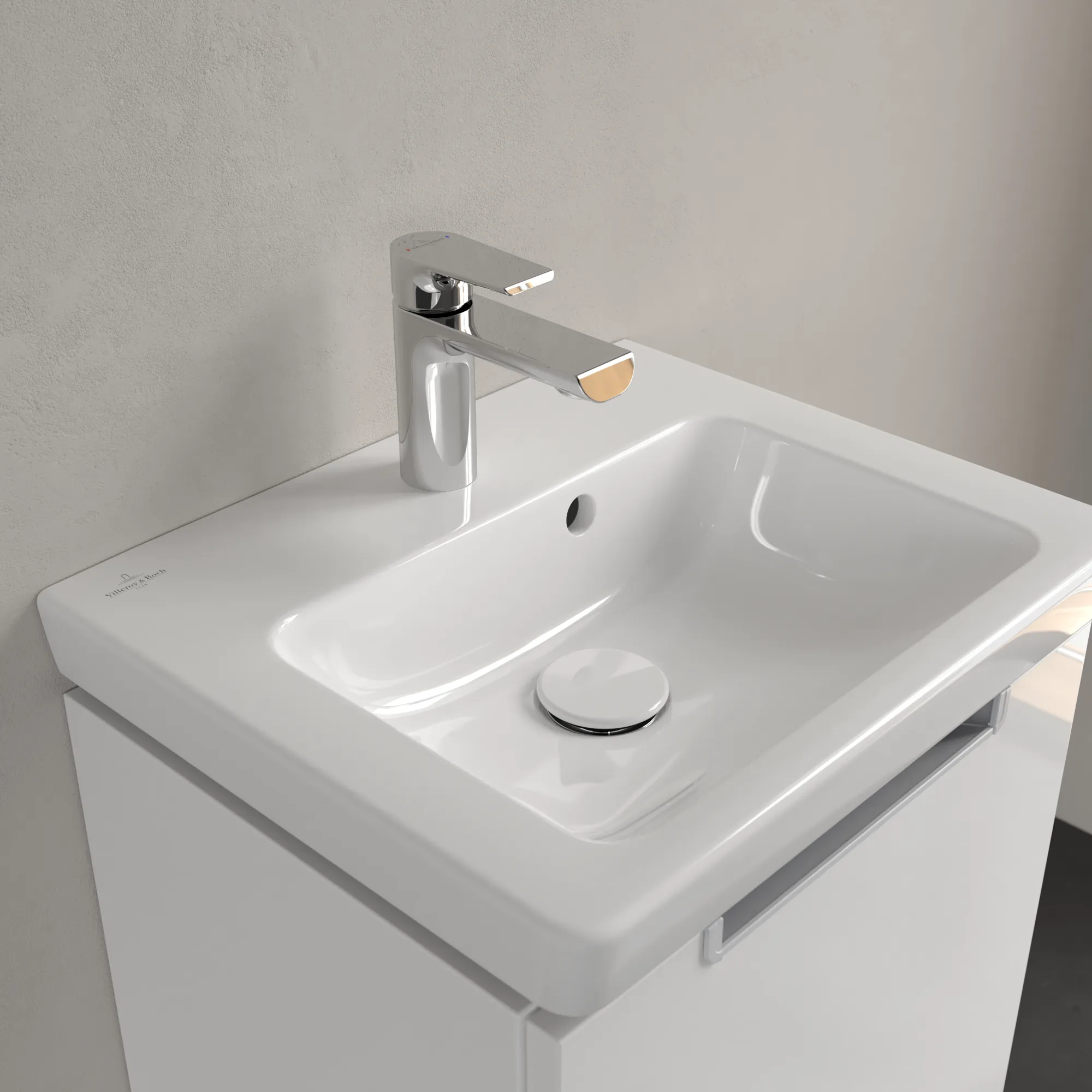 Villeroy & Boch Handwaschbecken für Montage mit Möbel „Subway 2.0“ 450 × 370 × 155 mm, mit Hahnlochbohrung, Hahnlochposition mittig, mit Hahnlochbank in Weiß Alpin Villeroy & Boch Handwaschbecken für Montage mit Möbel „Subway 2.0“ 450 × 370 × 155 mm, mit Hahnlochbohrung, Hahnlochposition mittig, mit Hahnlochbank in Weiß Alpin