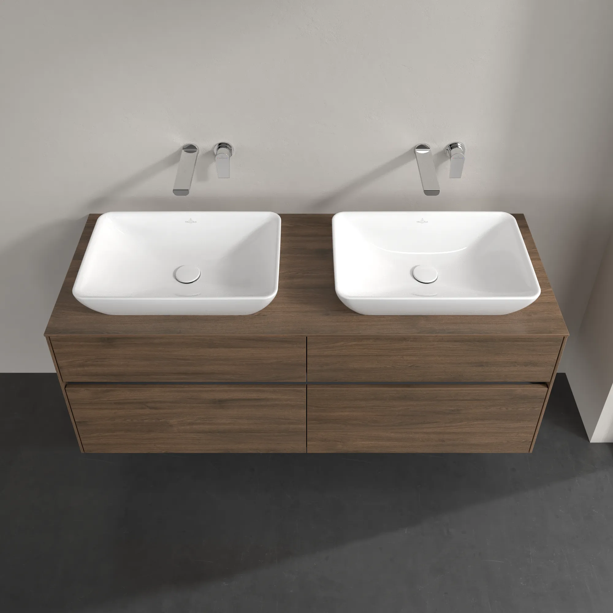 Villeroy & Boch Waschbeckenunterschrank Collaro Arizona Oak, 1400 x 500 mm, Höhe 548 mm, 4 Auszüge mit SoftClosing, für 2 Waschbecken