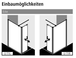 Kermi Duschdesign Walk-In-Duschkabine WALK-IN Wall mit beweglichem Flügel links „LIGA“ Profile Silber Mattglanz, BV: 1175 - 1200 mm GAK: 1160 - 1185 mm WE: 1185 - 1210 mm H: 2000 mm