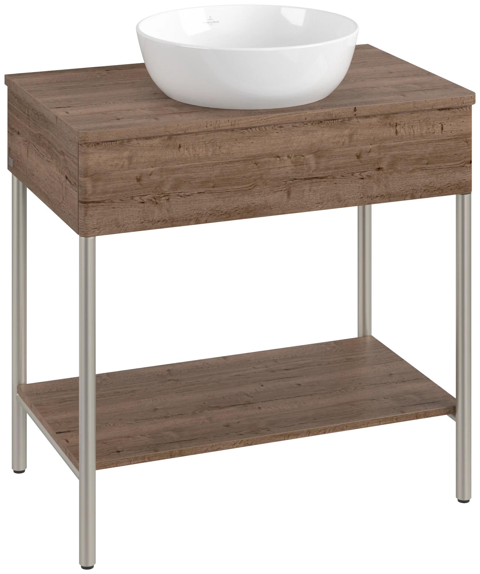 Villeroy & Boch Waschbeckenunterschrank Artis K63010, Eckig Tobacco Oak, 800x782x500mm, mit Metallgestell und Push-to-open Funktion