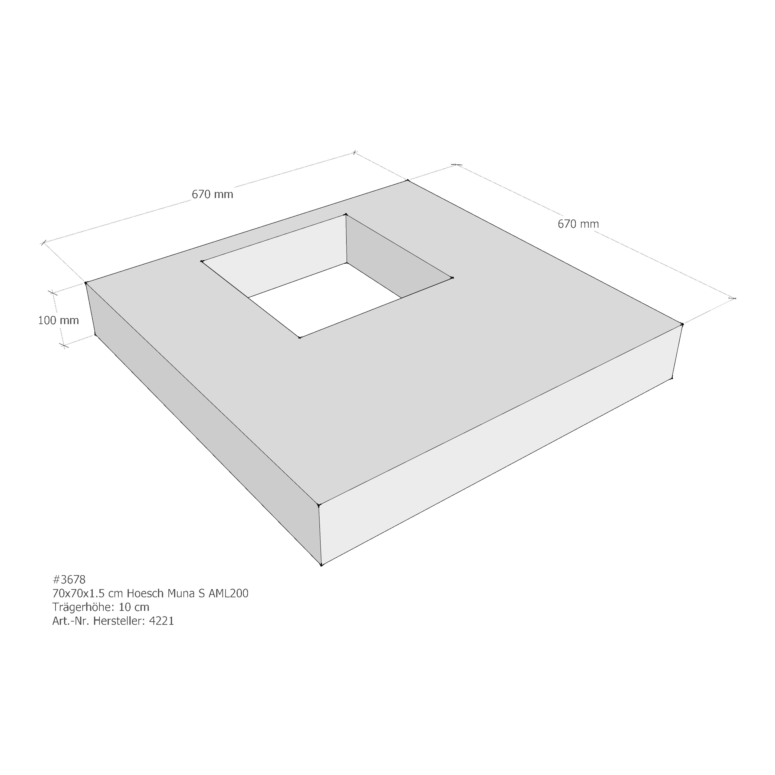 Duschwannenträger für Hoesch Muna S 70 × 70 × 1,5 cm Duschwannenträger für Hoesch Muna S 70 × 70 × 1,5 cm