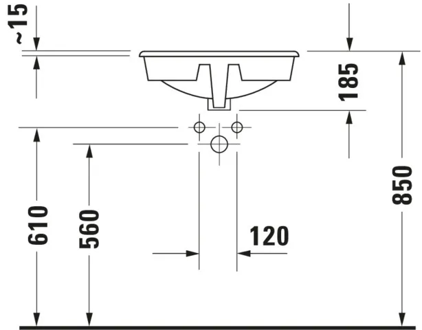 Einbauwaschtisch Manua 480 mm EB v.oben, mitÜL, mitHLB, 1 HL, weiß