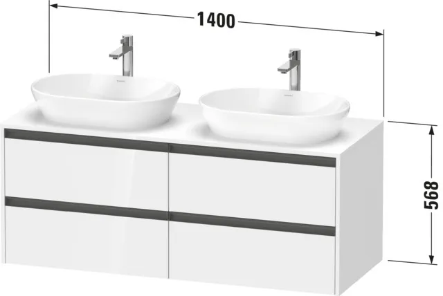 Duravit Waschtischunterschrank wandhängend „Ketho.2“ 140 × 56,8 × 55 cm in Graphit Supermatt