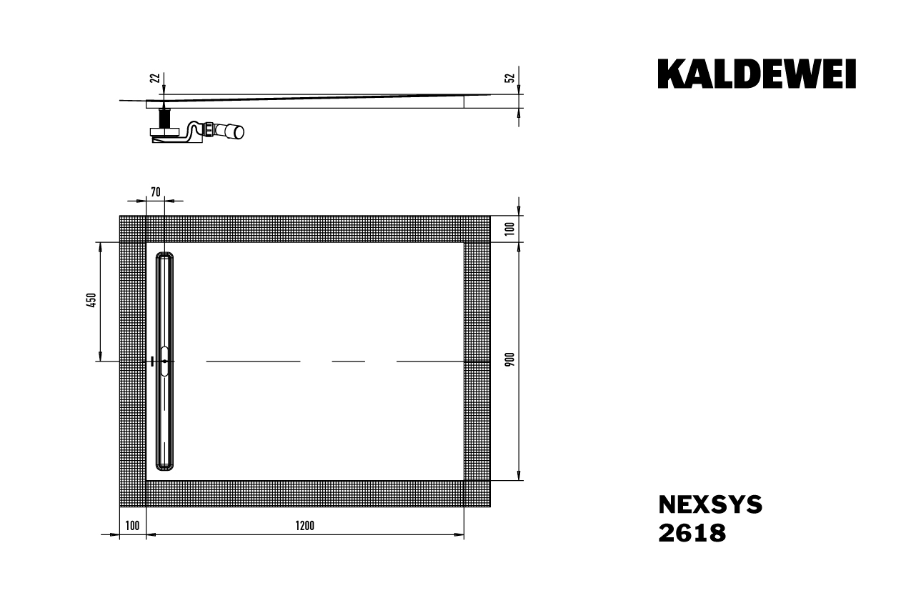 Kaldewei rechteck Duschwanne „Nexsys“ 90 × 120 cm in schwarz matt