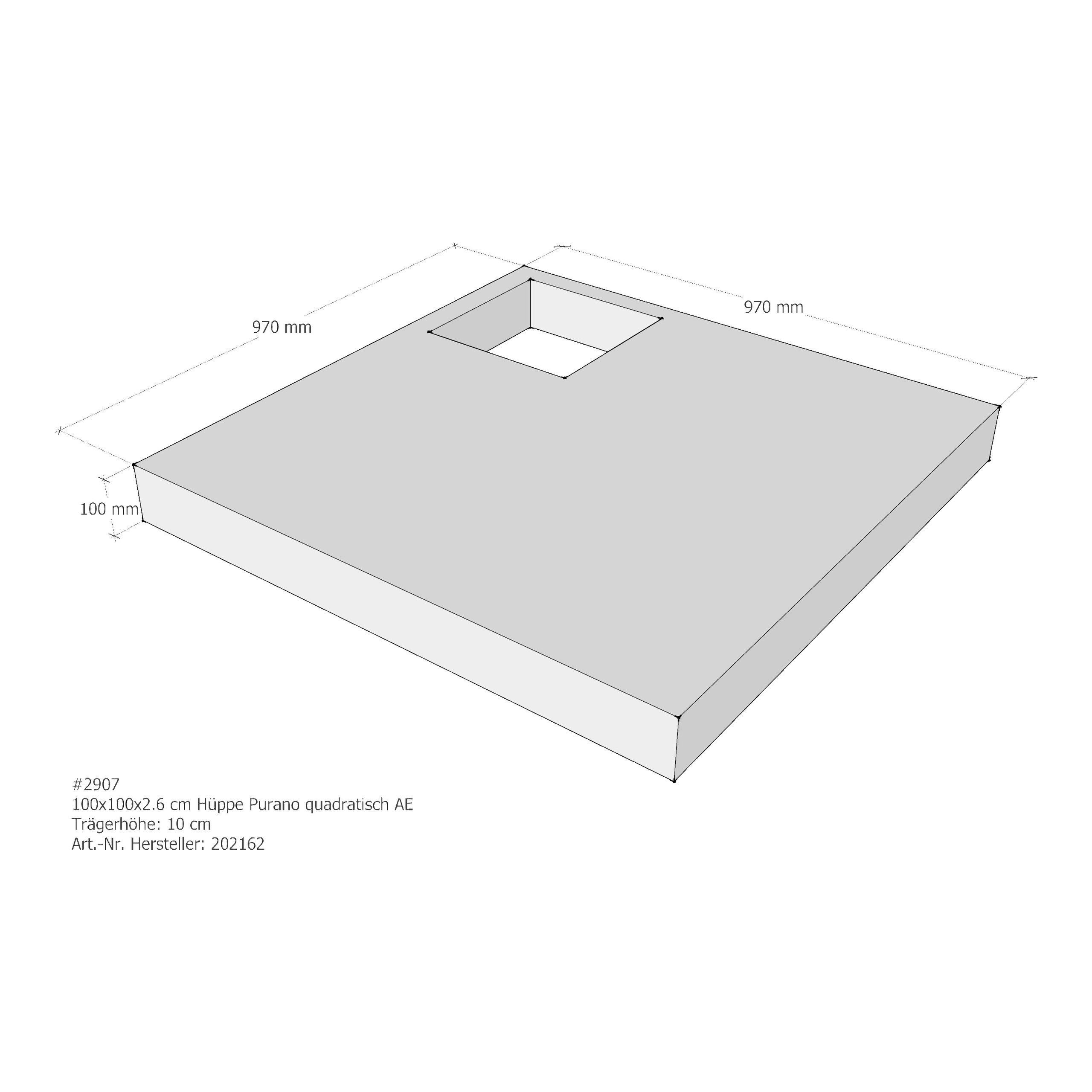 Duschwannenträger Hüppe Purano 100x100x2,6 cm quadratisch AE