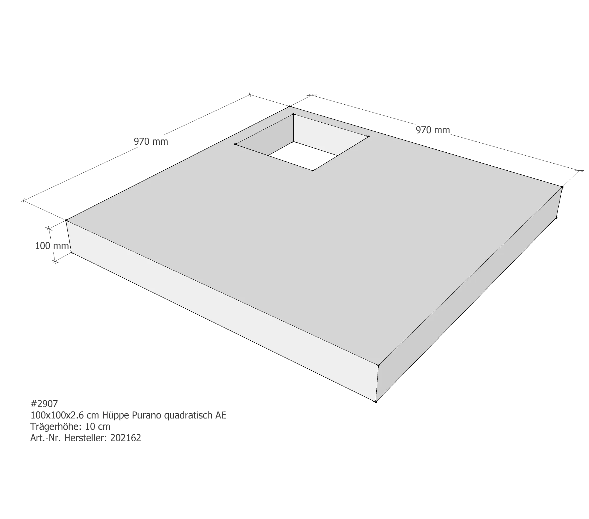 Duschwannenträger passend für Hüppe Purano 100 × 100 × 2,6 cm Duschwannenträger passend für Hüppe Purano 100 × 100 × 2,6 cm
