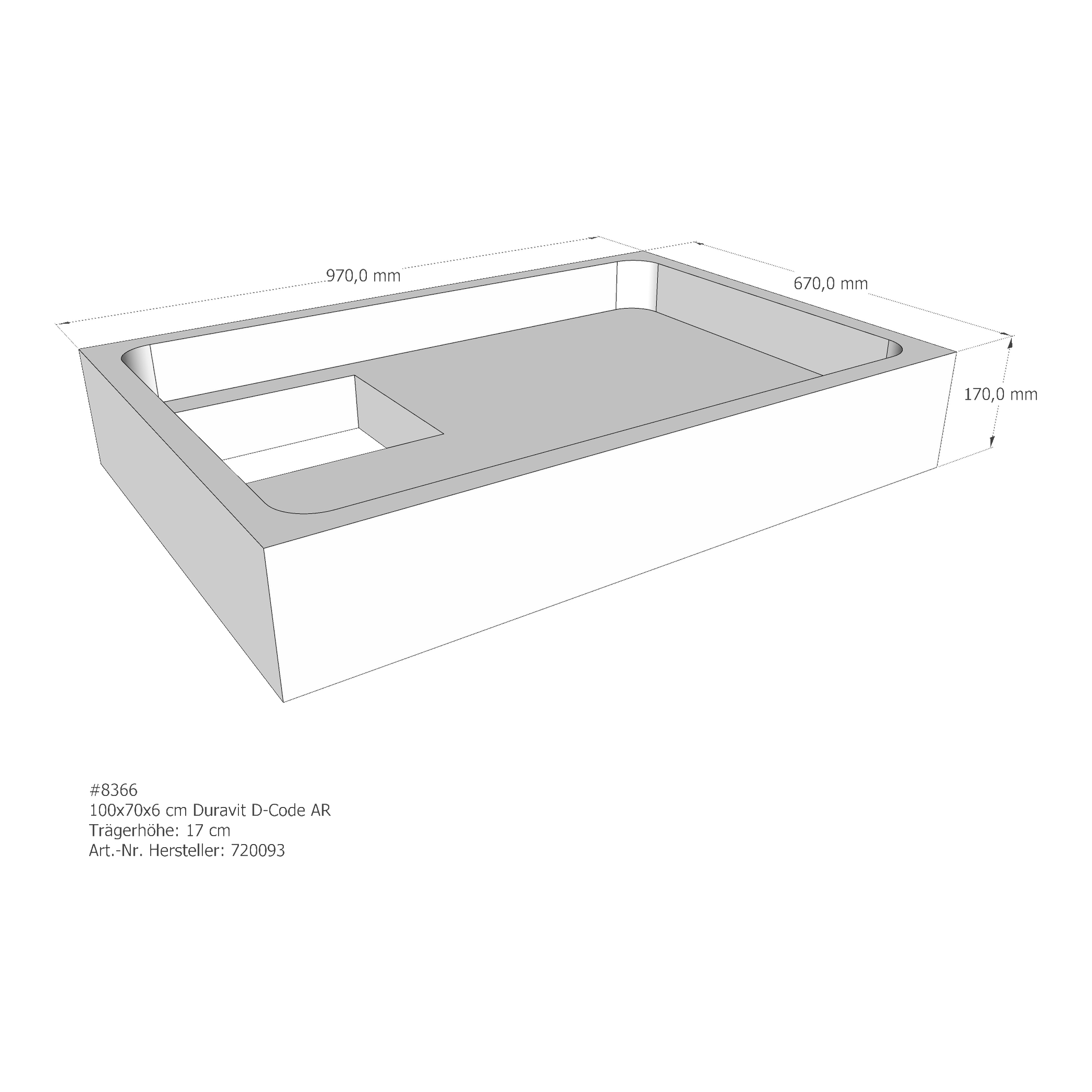 Duschwannenträger für Duravit D-Code 100 × 70 × 6 cm Duschwannenträger für Duravit D-Code 100 × 70 × 6 cm