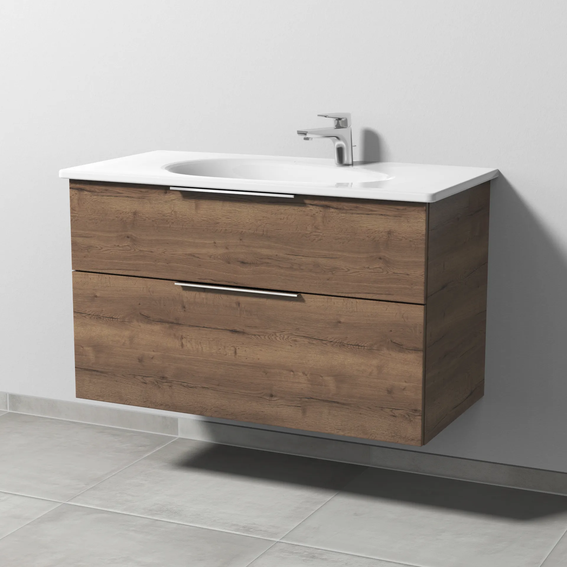 Sanipa Waschtischunterschrank „3way“ passend zu Keramik-Waschtische Antao von Villeroy & Boch 955 × 588 × 482 mm in Eiche Tabak