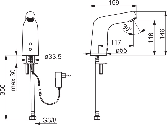 Hansa Waschtischarmatur, elektronisch „Medipro“ Ausladung 117 mm in Chrom Hansa Waschtischarmatur, elektronisch „Medipro“ Ausladung 117 mm in Chrom