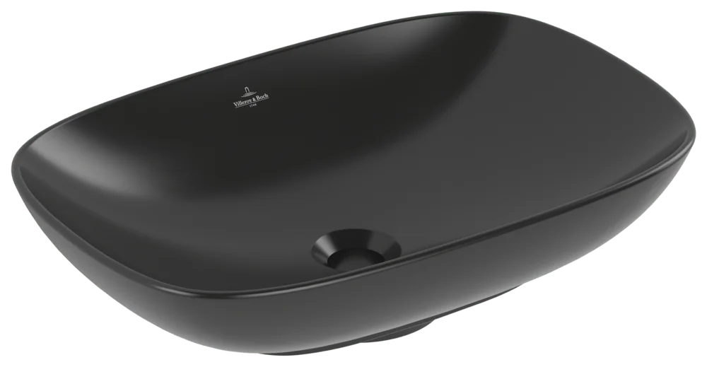Villeroy & Boch Aufsatzwaschbecken Loop & Friends Pure Black CeramicPlus, 120 x 560 x 380 mm, TitanCeram, matt, mit Überlauf