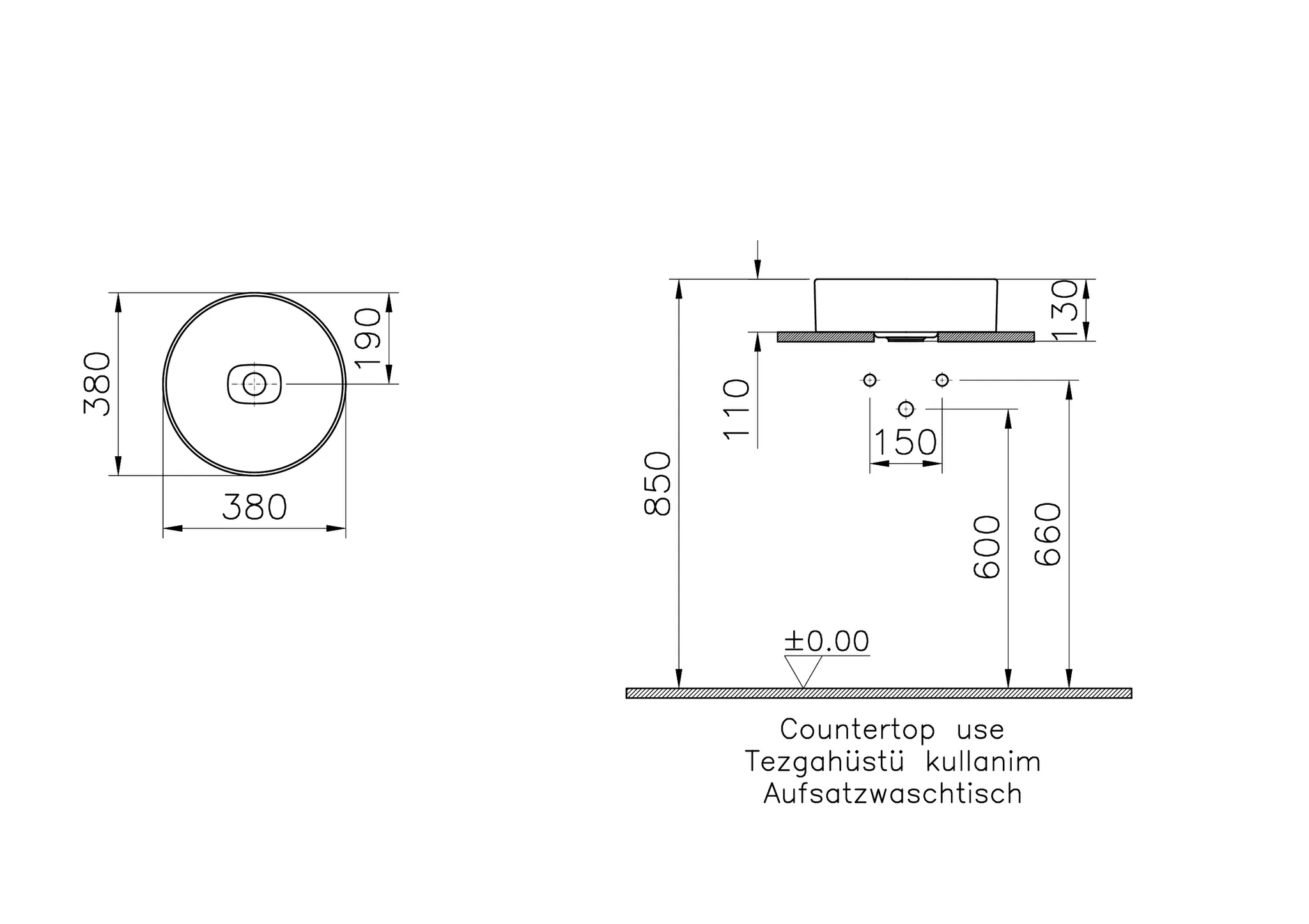 VitrA New Metropole Aufsatzschale rund, 38 cm, Weiß Hochglanz VitrA New Metropole Aufsatzschale rund, 38 cm, Weiß Hochglanz