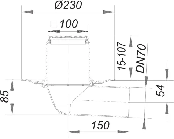 Dallmer Balkonablauf 83 E, DN 70, 100 x 100 mm Dallmer Balkonablauf 83 E, DN 70, 100 x 100 mm