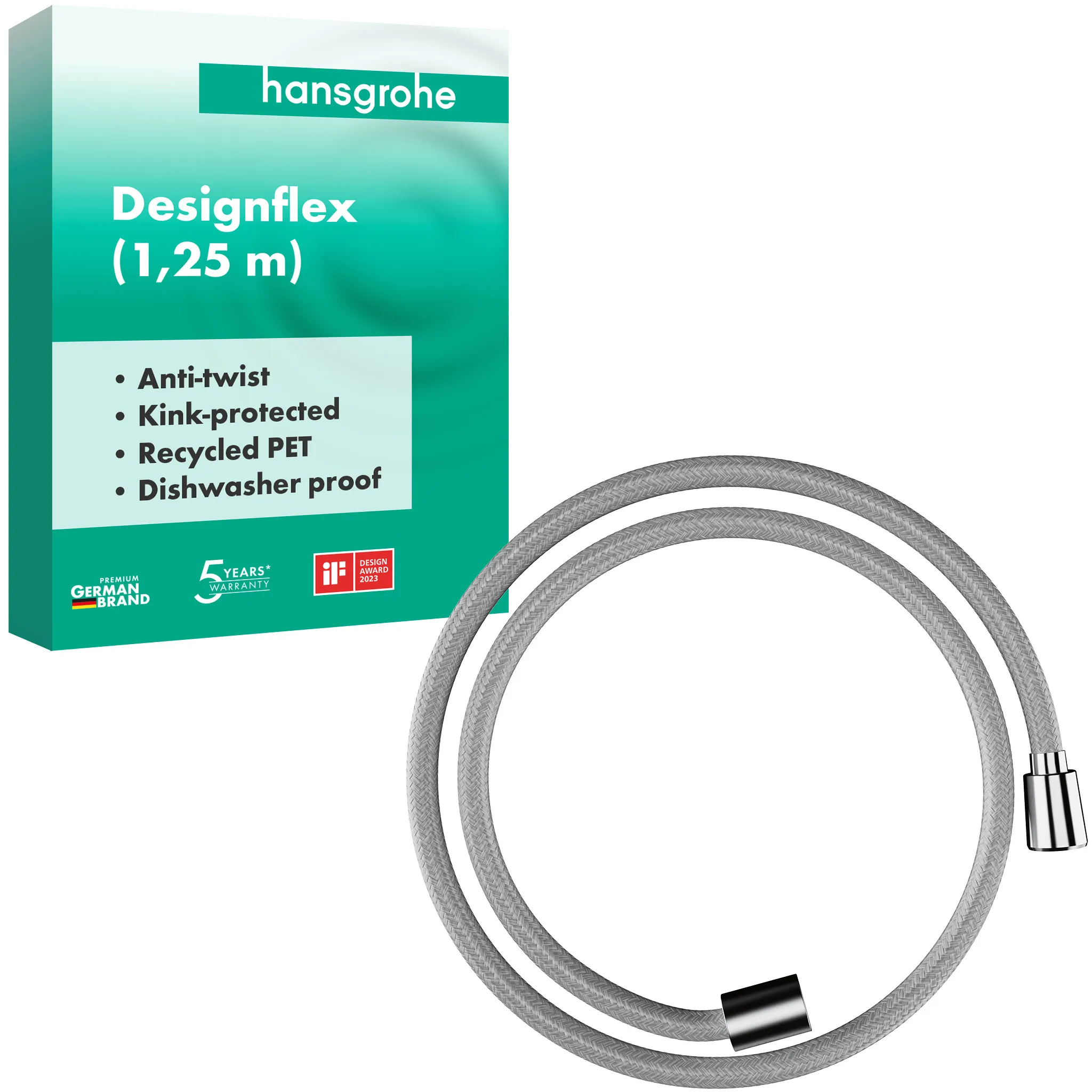 Designflex Textilbrauseschlauch 125 cm Chrom