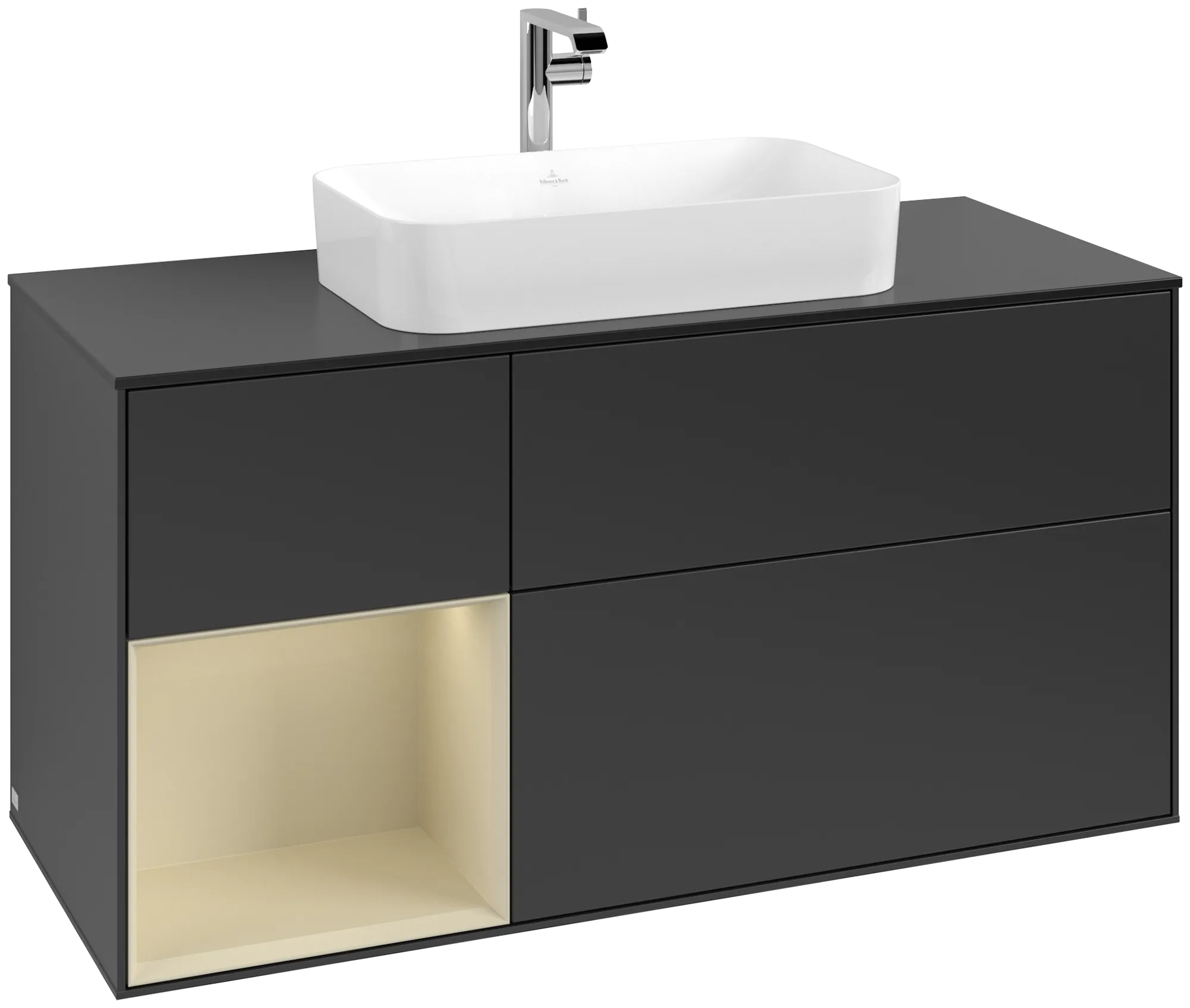 Villeroy & Boch Finion Waschbeckenunterschrank G29, 1200x603x501mm, Black Matt/Silk Grey Matt