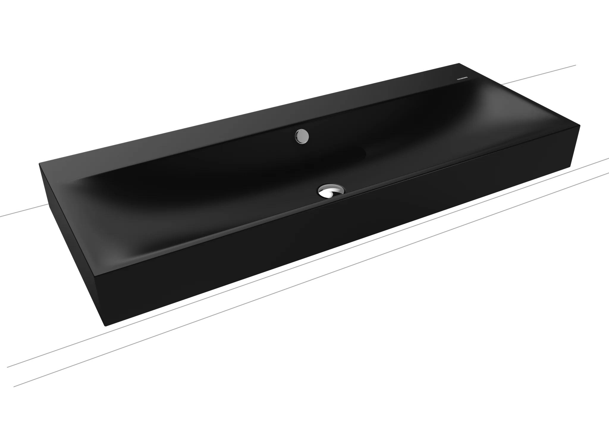Kaldewei SILENIO Aufsatz-Doppelwaschtisch, 1200x460 mm, Randhöhe 120 mm, cool grey 90, Perl-Effekt, 2x3er Hahnlochbohrung mit Überlaufgarnitur chrom