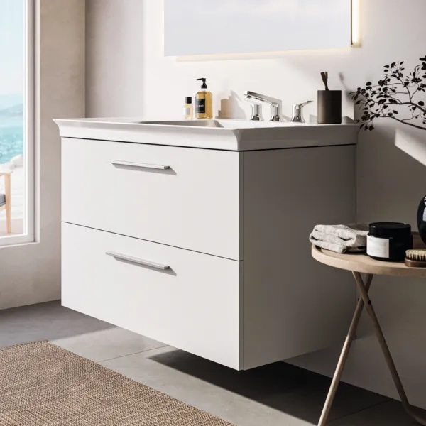 Ideal Standard Möbelwaschtischunterschrank i.life B 2 Auszüge Siphon rechts 1000x505x630mm Weiß matt Ideal Standard Möbelwaschtischunterschrank i.life B 2 Auszüge Siphon rechts 1000x505x630mm Weiß matt