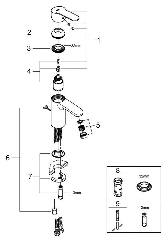 Einhand-Waschtischbatterie Eurostyle Cosmopolitan 33557_2, S-Size, Einlochmontage, versenkbare Kette, chrom