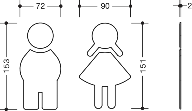 HEWI Symbol Set Frau und Mann, Edelstahl, matt geschliffen, selbstklebend HEWI Symbol Set Frau und Mann, Edelstahl, matt geschliffen, selbstklebend