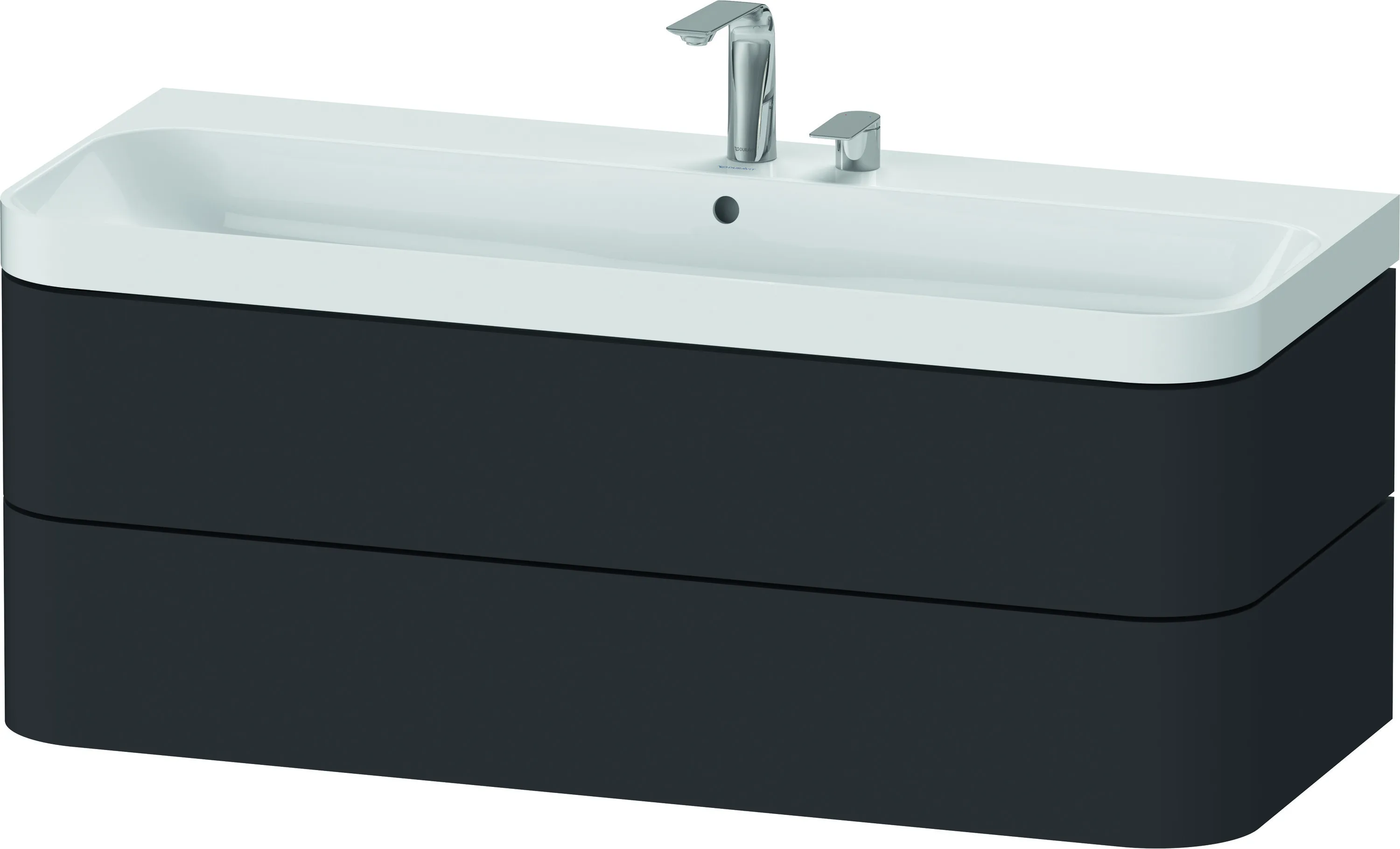 Duravit Waschtischunterschrank c-shaped Set wandhängend „Happy D.2 Plus“ 117,5 × 48 × 49 cm Graphit Supermatt Duravit Waschtischunterschrank c-shaped Set wandhängend „Happy D.2 Plus“ 117,5 × 48 × 49 cm Graphit Supermatt
