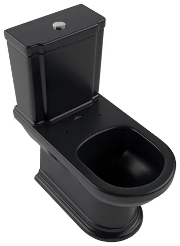 Stand-Tiefspül-WC für Kombination mit Spülkasten „Hommage“ 37 × 39 × 72,5 cm in Pure Black mit CeramicPlus, mit Spülrand