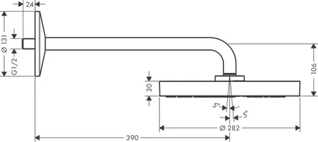 Hansgrohe AXOR One Kopfbrause 280 1jet mit Brausearm, Chrom Hansgrohe AXOR One Kopfbrause 280 1jet mit Brausearm, Chrom