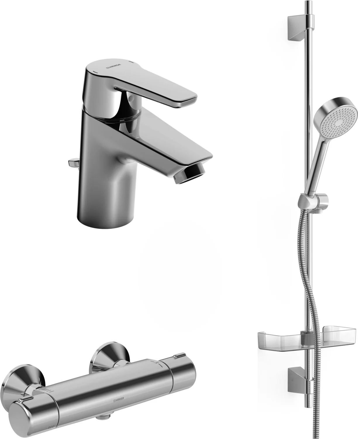 Hansa HansaPOLO Wasserhahn-Set Badezimmer Armaturen Paket HansaPOLO 4653 DN15 Chrom