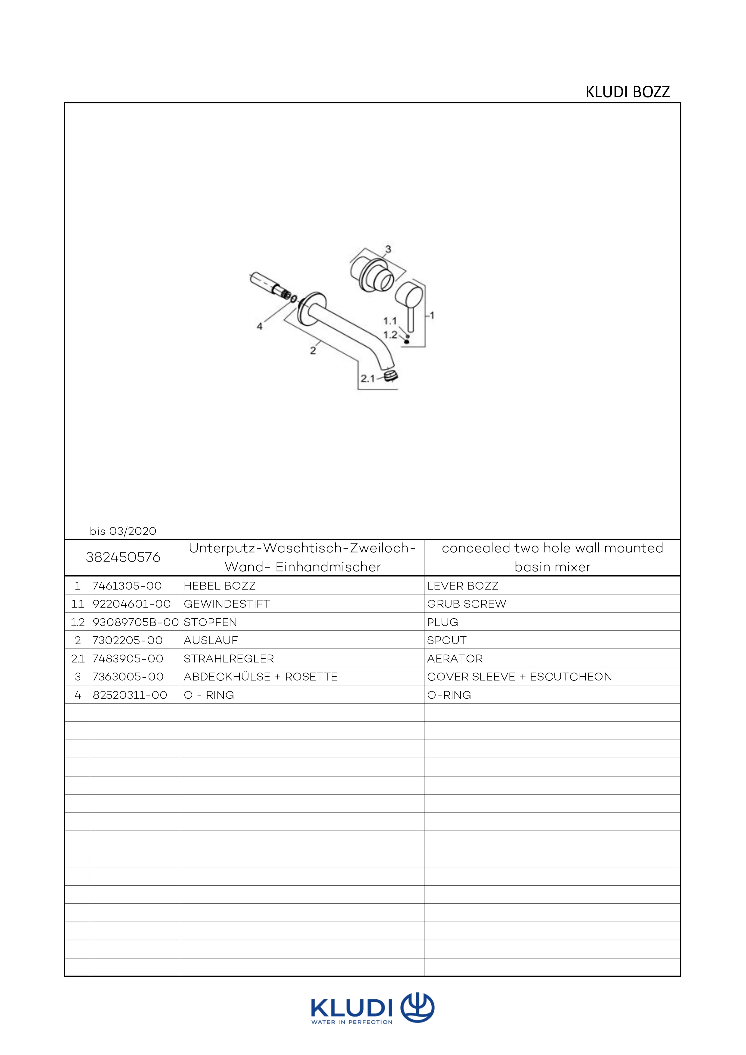 BOZZ WT2LOCHWANDEHM Ausladung 230 MM chrom BOZZ WT2LOCHWANDEHM Ausladung 230 MM chrom