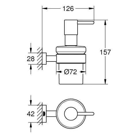 Seifenspender Essentials Cube 40756_1, mit Halter, chrom Seifenspender Essentials Cube 40756_1, mit Halter, chrom