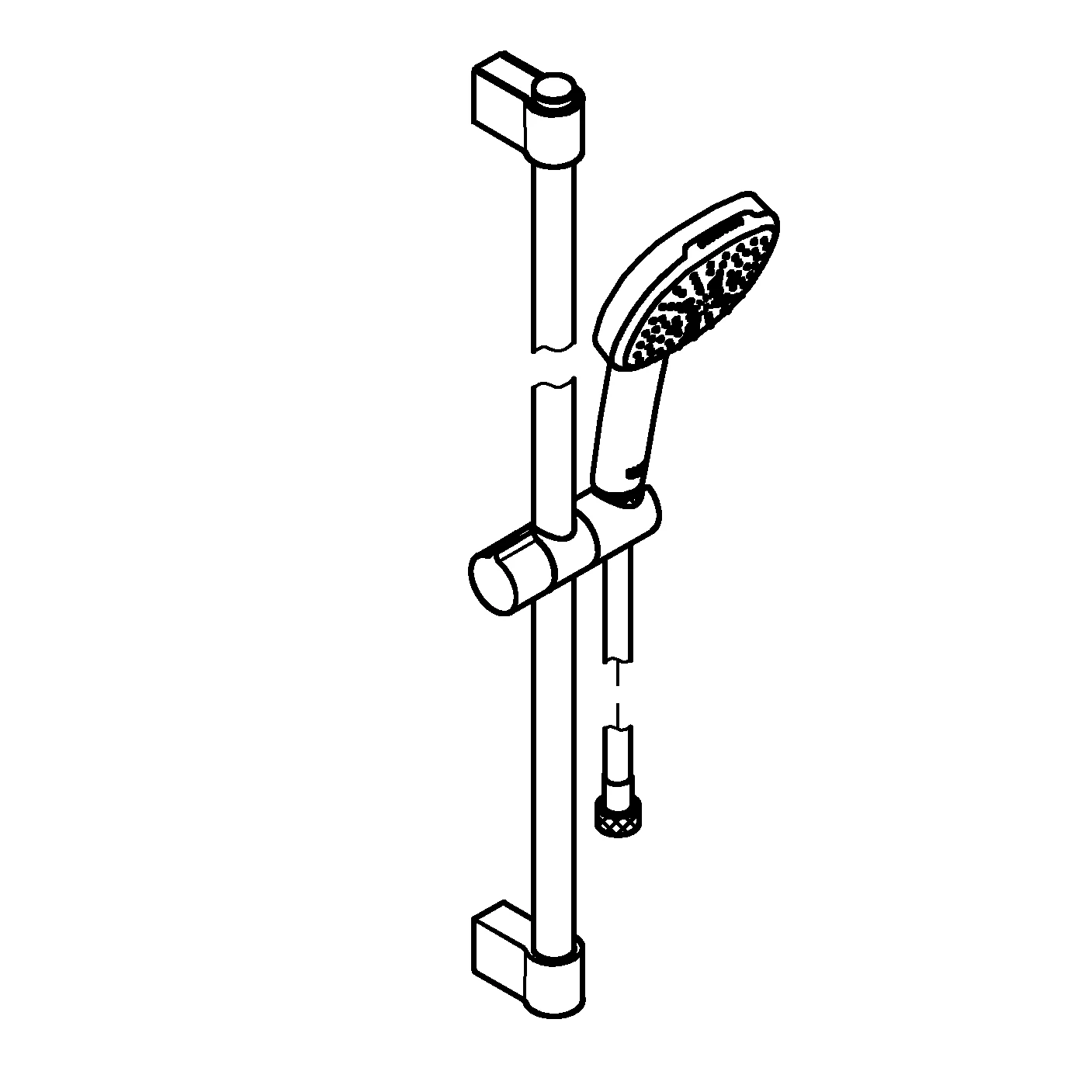 Brausestangenset Tempesta Cube 110 27579_3, 600mm, Handbrause Tempesta Cube 110, 3 Strahlarten: Rain/Jet/Massage, Brauseschlauch Relexaflex 1.750mm, Water Saving, maximaler Durchfluss (bei 3 bar): 8.4 l/min, chrom