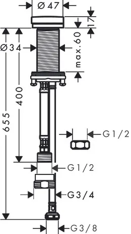 Hansgrohe Talis M54 F21 Küchen-Geräteabsperrventil, Chrom, G ½ mit Adapter auf G ¾ Hansgrohe Talis M54 F21 Küchen-Geräteabsperrventil, Chrom, G ½ mit Adapter auf G ¾