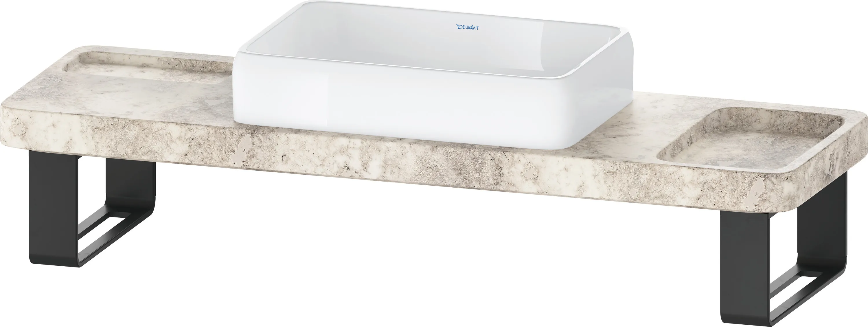 Duravit Aufsatzwaschtisch inkl. Natursteinkonsole und Konsolenträger „Qatego“ 140 × 45 × 90 cm in Weiß Hochglanz Duravit Aufsatzwaschtisch inkl. Natursteinkonsole und Konsolenträger „Qatego“ 140 × 45 × 90 cm in Weiß Hochglanz