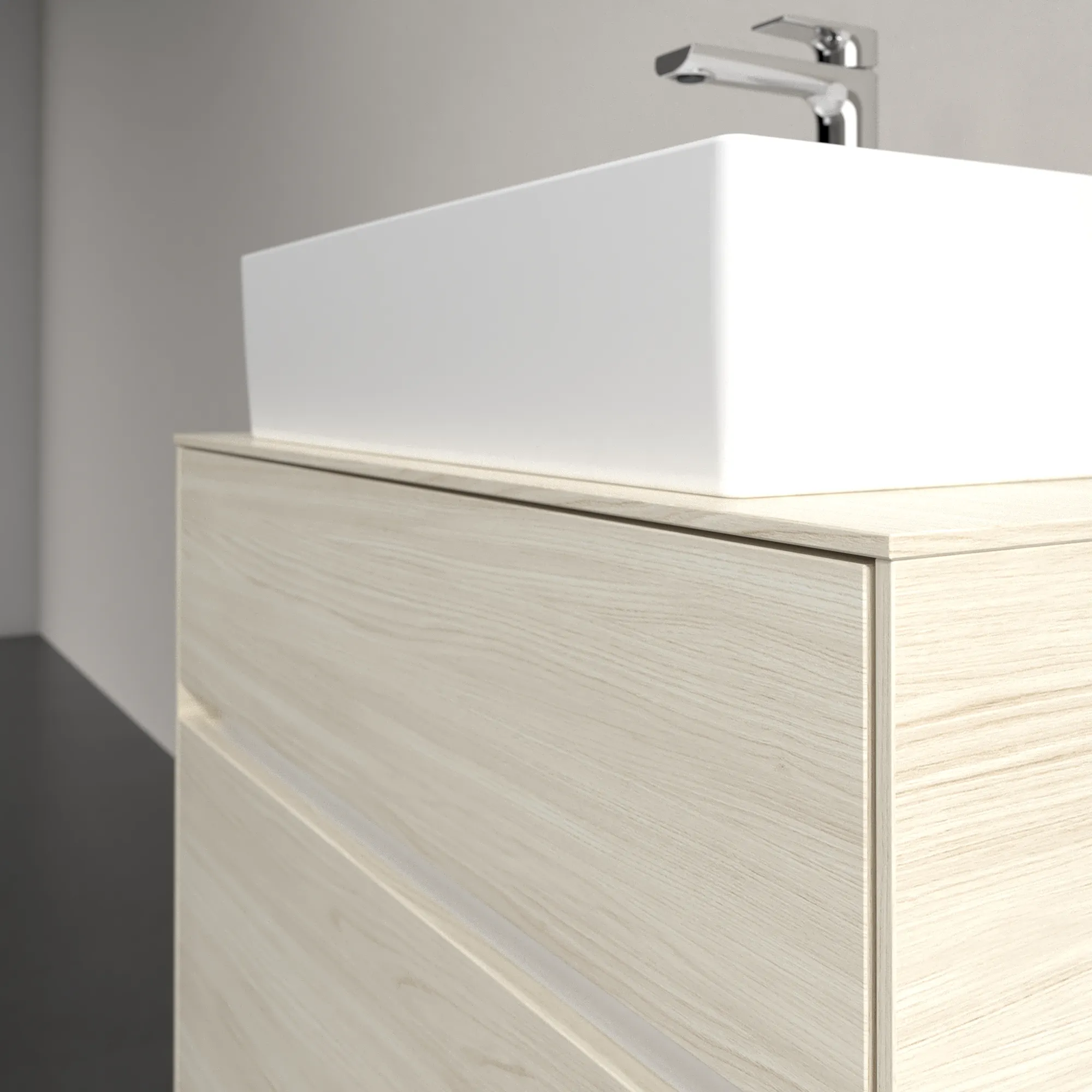 Villeroy & Boch Waschbeckenunterschrank Collaro, eckig, White Oak, 800 x 548 x 500 mm, mit Absenkautomatik