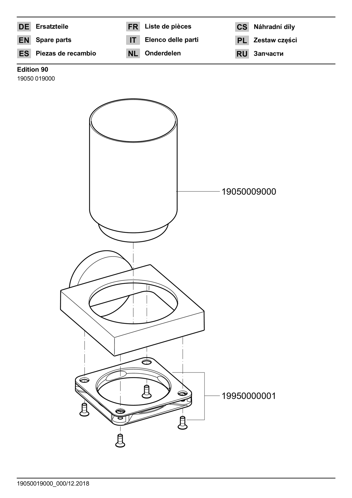 Edition 90 19050019000 Glashalter mit Echtkristall-Glas verchromt