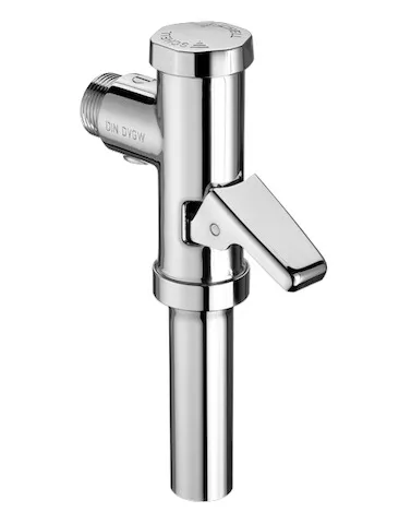 Aufputz-WC-Druckspüler OMAT, DN 20, Aufputz-WC-Druckspüler, Betätigungshebel aus Messing, Spülstrom: 1,0 - 1,3 l/s, DN 20 G 3/4 AG, Anschluss Spülrohr: Ø 26 mm, chrom