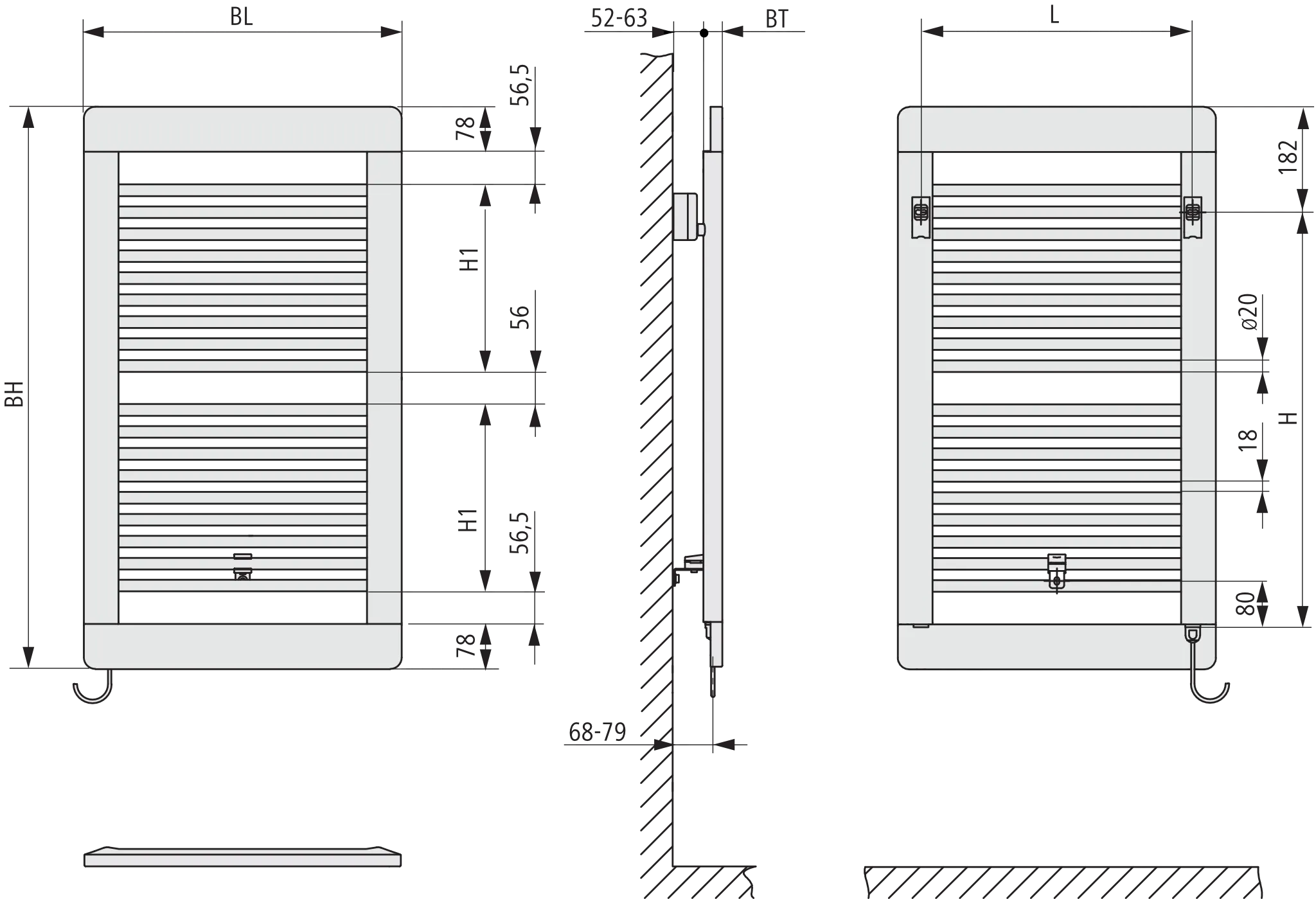 Kermi Design-Elektroheizkörper „Credo® plus-E“ 55 × 97,3 cm