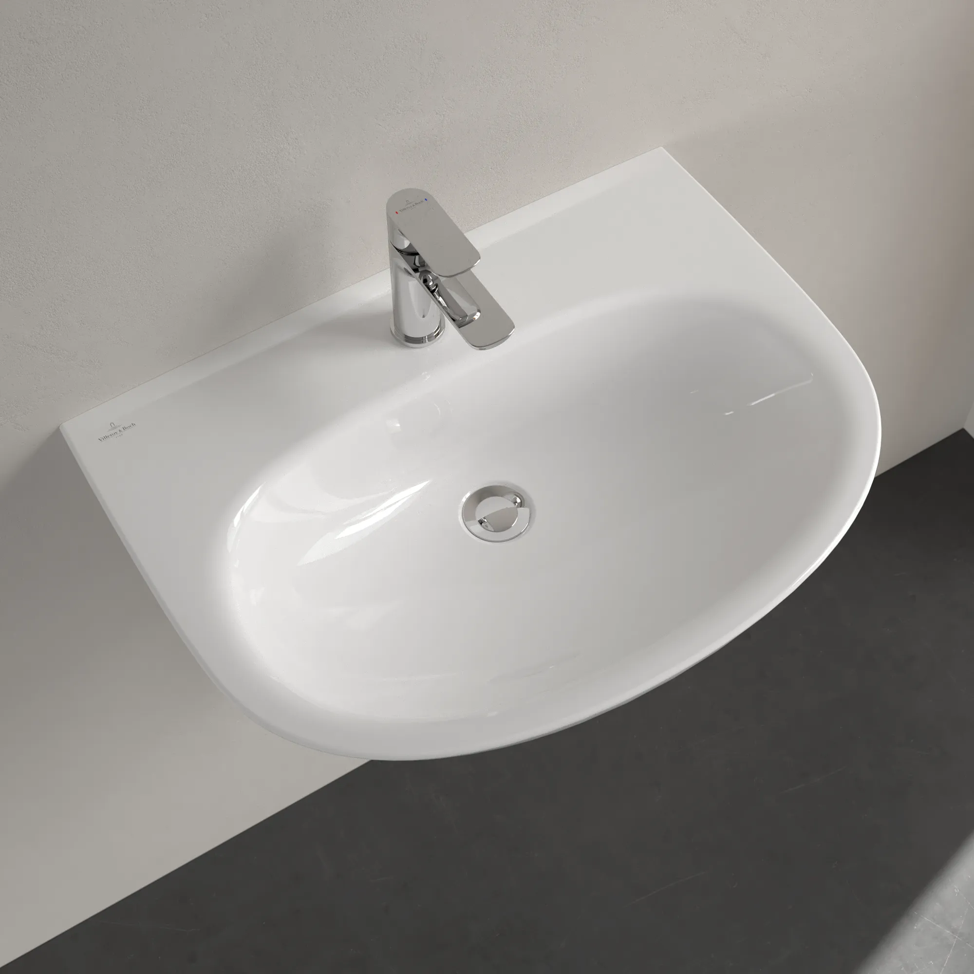 Villeroy & Boch Wandwaschtisch „O.novo“ 650 × 480 × 180 mm, für Becken mittig, Hahnlochposition mittig in Weiß Alpin Villeroy & Boch Wandwaschtisch „O.novo“ 650 × 480 × 180 mm, für Becken mittig, Hahnlochposition mittig in Weiß Alpin