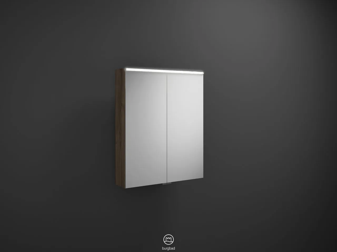 Spiegelschrank Eqio von burgbad - beidseitig verspiegelt, LED-Aufsatzleuchte 4250 K, 170 mm tief, 650 mm breit, 800 mm hoch