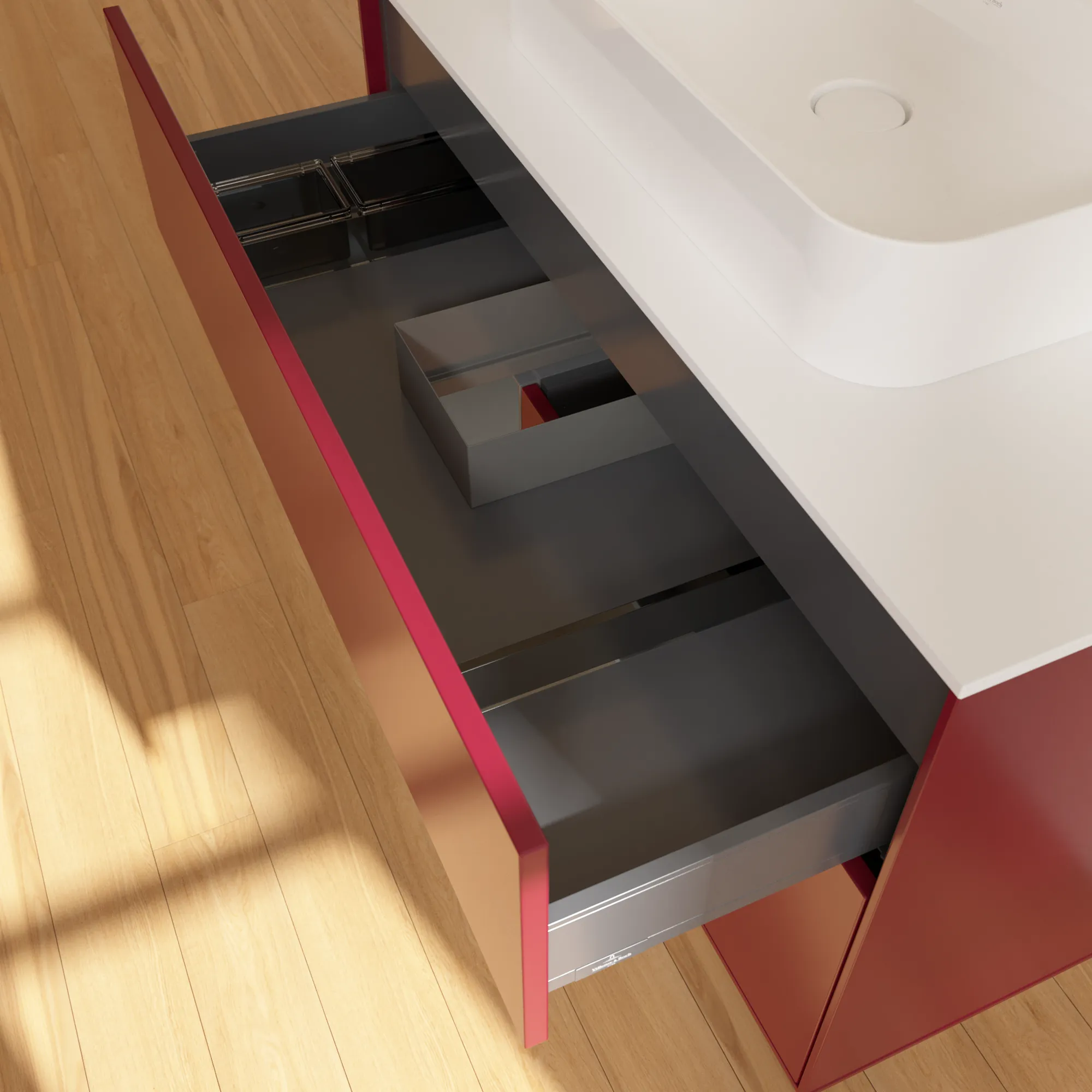 Villeroy & Boch Waschbeckenunterschrank Finion F36, 1000 x 603 x 501 mm, Peony Matt Lacquer, mit Beleuchtung und Push-to-open Funktion