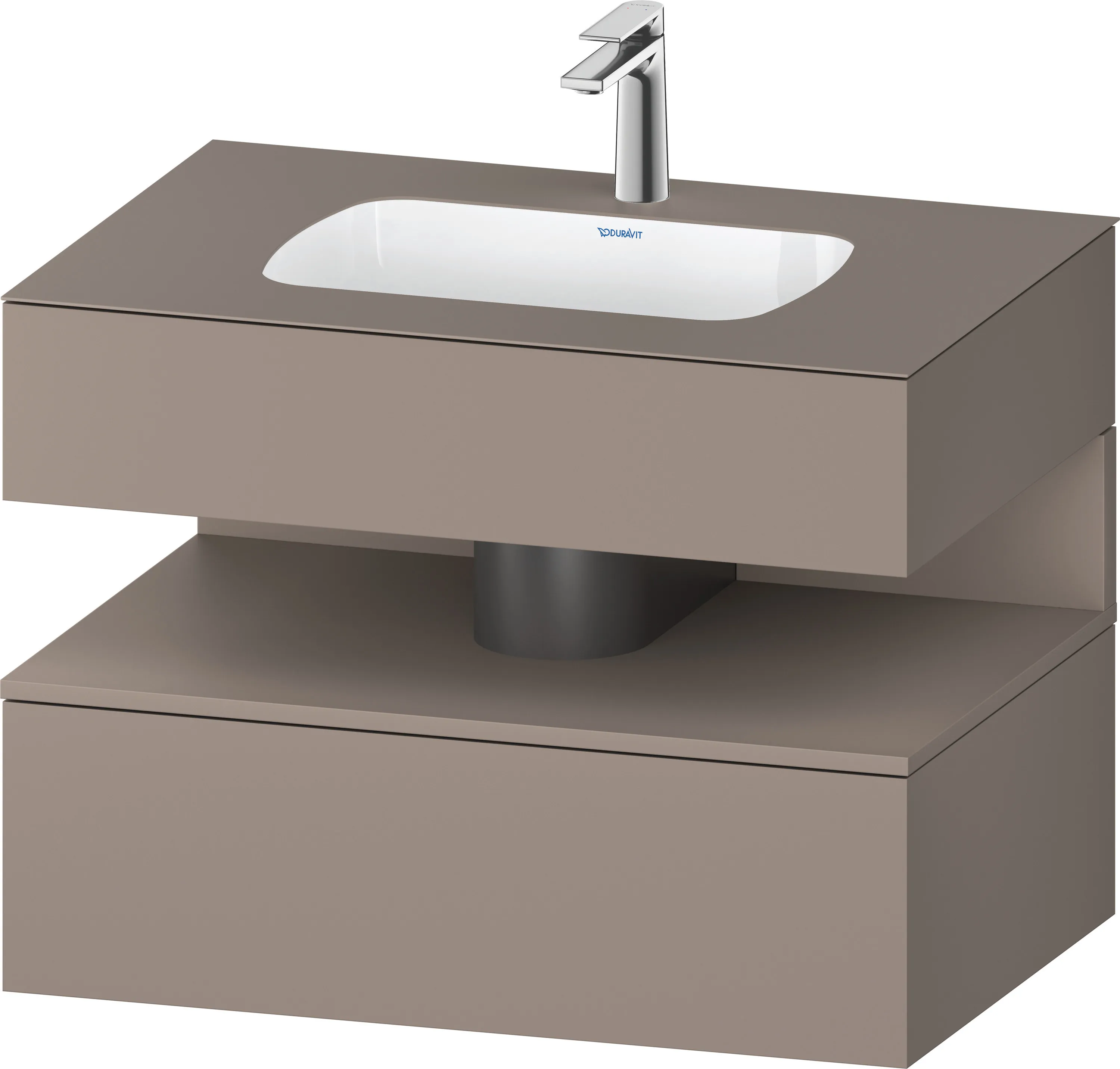 Einbauwaschtisch mit Konsolenwaschtischunterbau „Qatego“ 80 × 55 × 60 cm, ohne Beleuchtung